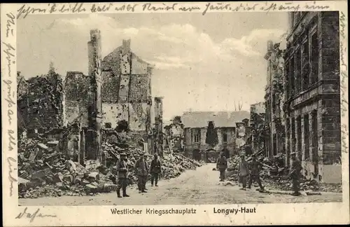 Ak Longwy Haut Meurthe et Moselle, Westl. Kriegsschauplatz, Kriegstrümmer