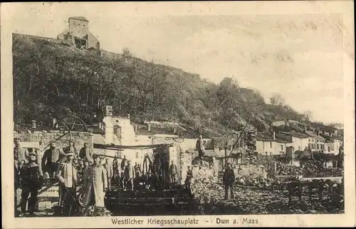 Ak Dun sur Meuse, Westlicher Kriegsschauplatz, Kriegszerstörungen, I. WK