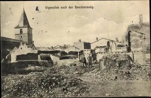 Ak Vigneulles Meurthe et Moselle?, Ort nach der Beschießung, I. WK