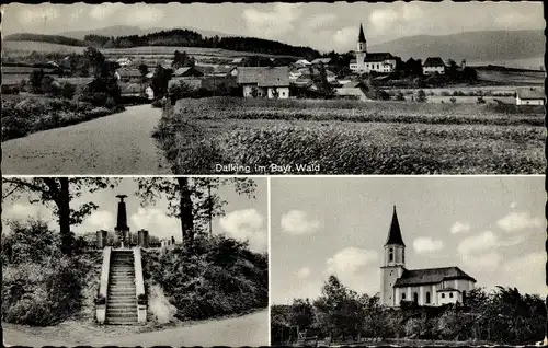 Ak Dalking Weiding in der Oberpfalz, Kirche, Ehrenmal, Panorama vom Ort