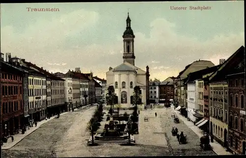 Ak Traunstein in Oberbayern, Unterer Stadtplatz