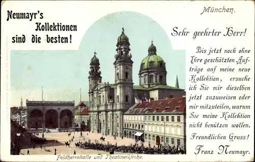 Ak München, Feldherrnhalle und Theatinerkirche
