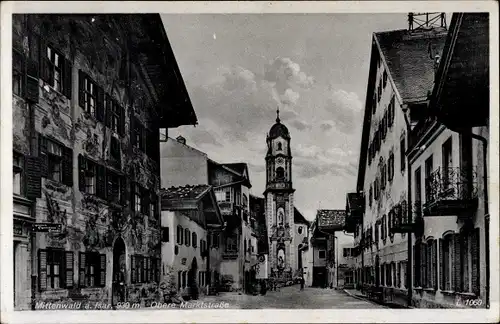 Ak Mittenwald in Oberbayern, Obere Marktstraße