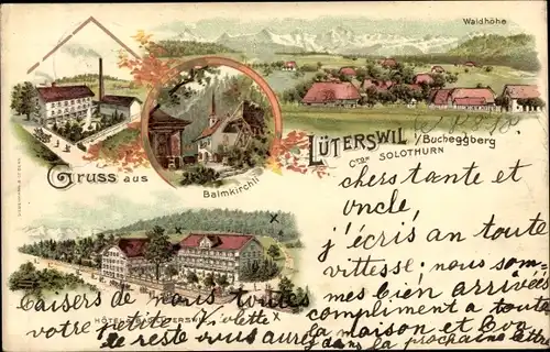 Litho Lüterswil Kanton Solothurn, Waidhöhe, Balmkirchli, Hotel