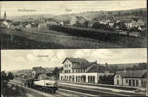 Ak Hochspeyer Rheinland P., Bahnhof mit Totalansicht