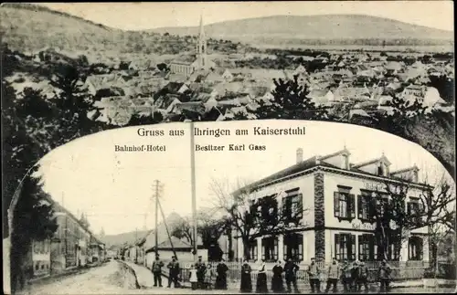 Ak Ihringen am Kaiserstuhl, Bahnhof-Hotel