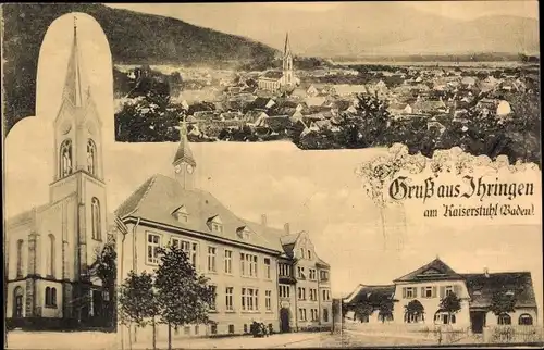 Ak Ihringen am Kaiserstuhl, Totalansicht, Kirche