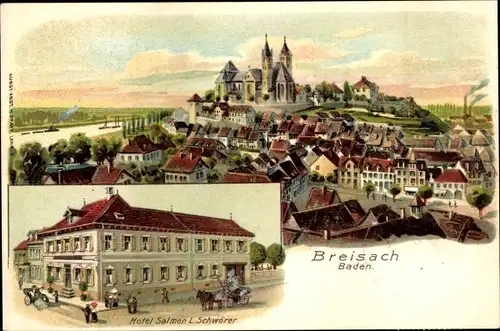 Ak Breisach am Oberrhein, Totalansicht, Hotel Salmen