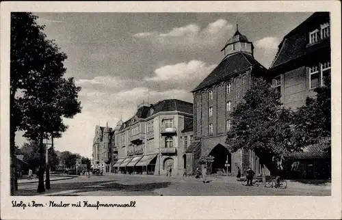 Ak Słupsk Stolp Pommern, Neutor mit Kaufmannswall