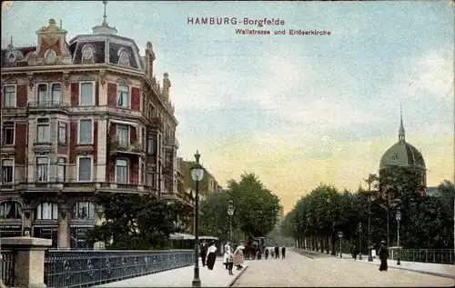 Ak Hamburg Mitte Borgfelde, Wallstraße mit Erlöserkirche