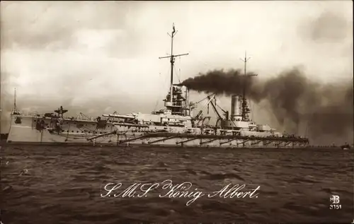 Ak Deutsches Kriegsschiff SMS König Albert, Kaiserliche Marine, Großlinienschiff, Kaiser Klasse