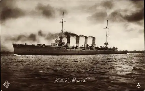 Ak Deutsches Kriegsschiff, SMS Rostock, Kleiner Kreuzer