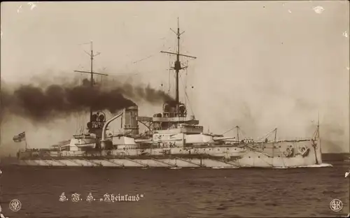 Ak Deutsches Kriegsschiff, SMS Rheinland, Großlinienschiff, Kaiserliche Marine