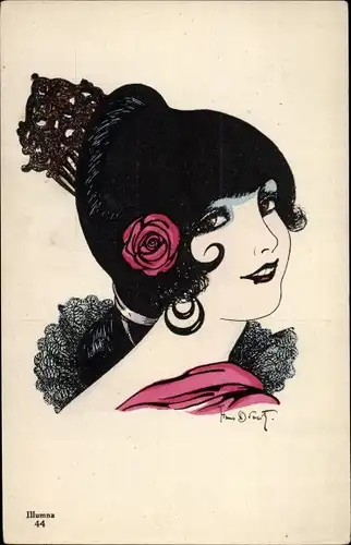 Künstler Ak Portrait einer Frau in spanischer Tracht