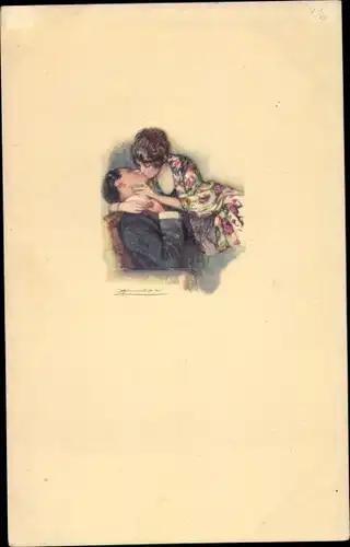 Künstler Ak Mauzan, Küssendes Liebespaar