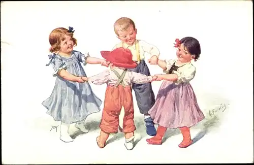 Künstler Ak Feiertag, Karl, Tanzende Kinder