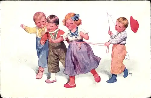 Künstler Ak Feiertag, Karl, Trara, Trara, Die Post ist da, Kinder, BKWI 565 4