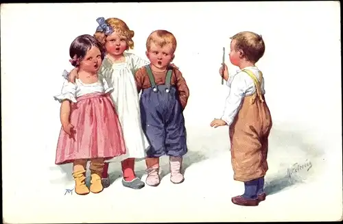 Künstler Ak Feiertag, Karl, Singende Kinder