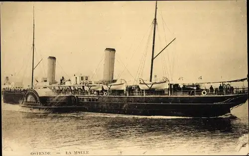 Ak Oostende Ostende Westflandern, La Malle, Dampfschiff