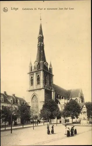 Ak Liège Lüttich Wallonien, Cathedrale St. Paul et monument Jean Del Cour