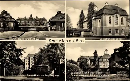 Ak Zwickau in Sachsen, Heinrich Braun Krankenhaus, Frauenklinik, Verwaltungsgebäude