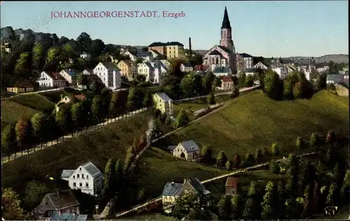 Ak Johanngeorgenstadt im Erzgebirge, Teilansicht, Kirche