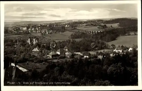 Ak Plauen im Vogtland, Blick auf Streitsberg und Syratalbrücke