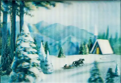 3 D Ak Sledge and Fir, Winterlandschaft, Schlittengespann