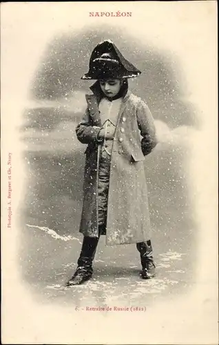 Ak Napoleon, Retraite de Russie 1812, Kind in Uniform