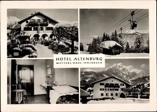 Ak Mutters Innsbruck Land Tirol, Hotel Altenburg, Seilbahn