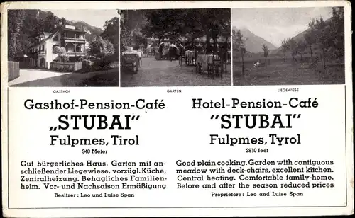 Ak Fulpmes in Tirol, Hotel Gasthof Stubai