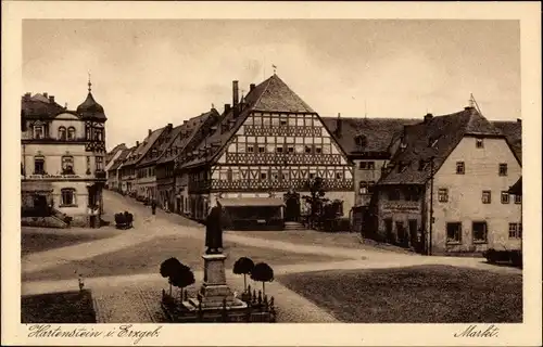 Ak Hartenstein Erzgebirge, Marktplatz, Denkmal