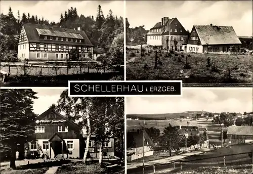 Ak Schellerhau Altenberg im Erzgebirge, Teilansichten, Gasthaus