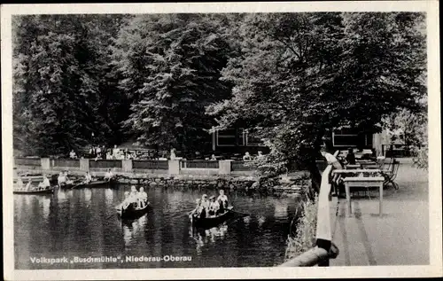 Ak Oberau Niederau in Sachsen, Volkspark Buschmühle, Ruderboote