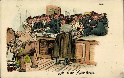 Ak In der Kantine, Soldatenleben, Bierfass, Hungrige Soldaten