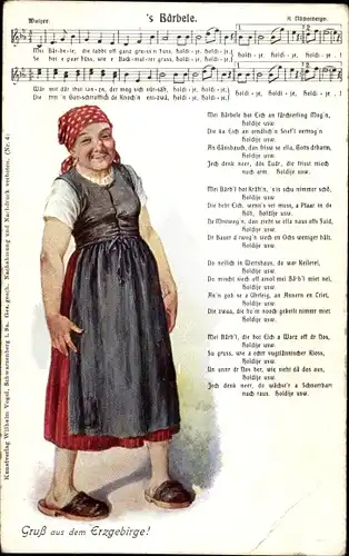 Lied Ak Mückenberger, Hilmar, 's Bärbele, Erzgebirgische Mundart, Tracht, Wilhelm Vogel