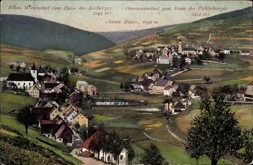 Ak Oberwiesenthal im Erzgebirge, Fichtelberg, Böhmisch Wiesenthal, Keilberg, Neues Haus