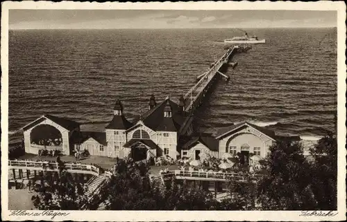 Ak Ostseebad Sellin auf Rügen, Seebrücke, Dampfer