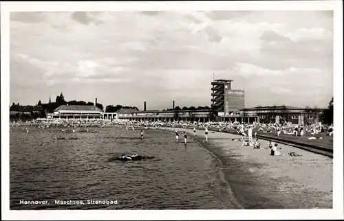 Ak Hannover in Niedersachsen, Maschsee, Strandbad, Badegäste