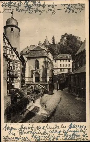 Ak Wertheim am Main, Platz an der evangelischen Kirche, Turm