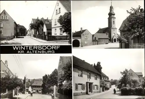 Ak Wintersdorf Meuselwitz in Thüringen, August-Bebel-Straße, Kirchplatz, Altenburger Straße