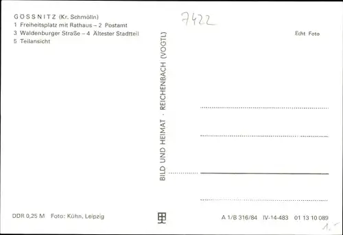 Ak Gößnitz in Thüringen, Freiheitsplatz, Rathaus, Postamt, Waldenburger Straße, Ältester Stadtteil