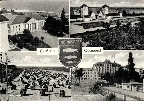 Ak Ostseebad Heringsdorf auf Usedom, Strandpromenade, Strandleben, Erholungsheim Solidarität