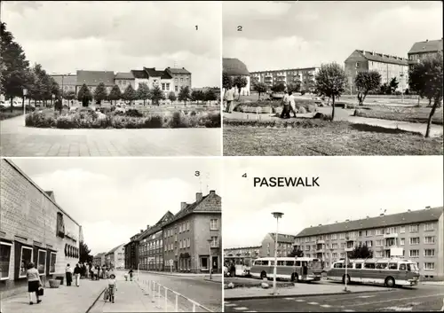 Ak Pasewalk in Mecklenburg Vorpommern, Markt, Teilansicht, Leninstraße, Busbahnhof