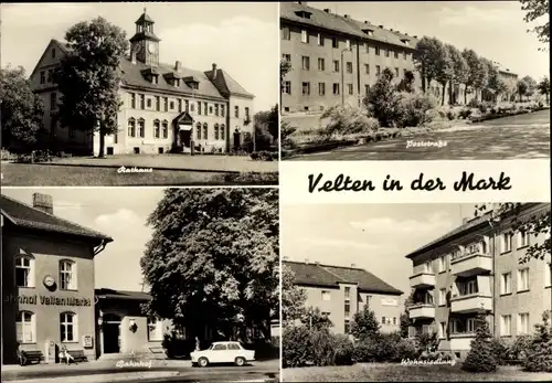 Ak Velten in der Mark, Rathaus, Bahnhof, Poststraße, Wohnsiedlung