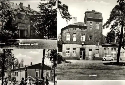 Ak Borkheide in der Mark, Zentralschule der DBD, Bahnhof, Kindergarten