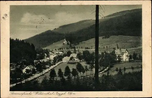 Ak Wildenthal Eibenstock im Erzgebirge, Hotel zur Post von Emil Gnüchtel, Ort, Umgebung