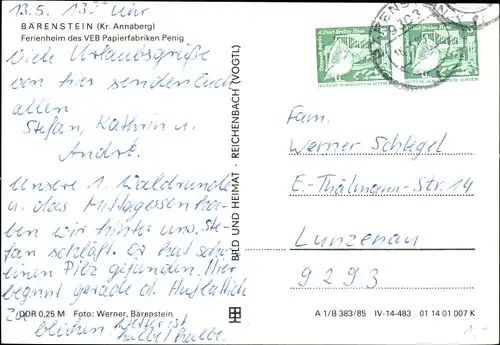 Ak Bärenstein im Erzgebirge, Ferienheim des VEB Papierfabriken Penig, Innenansichten