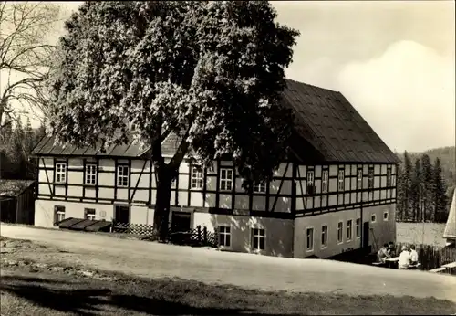 Ak Riesenberger Häuser Sosa Eibenstock im Erzgebirge, Gasthaus