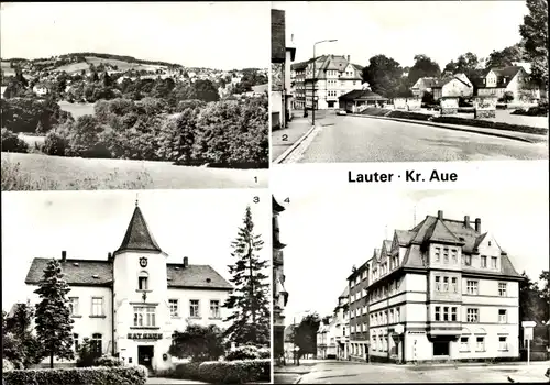 Ak Lauter Bernsbach im Erzgebirge Sachsen, Übersicht, Markt, Rathaus, Blick vom Markt